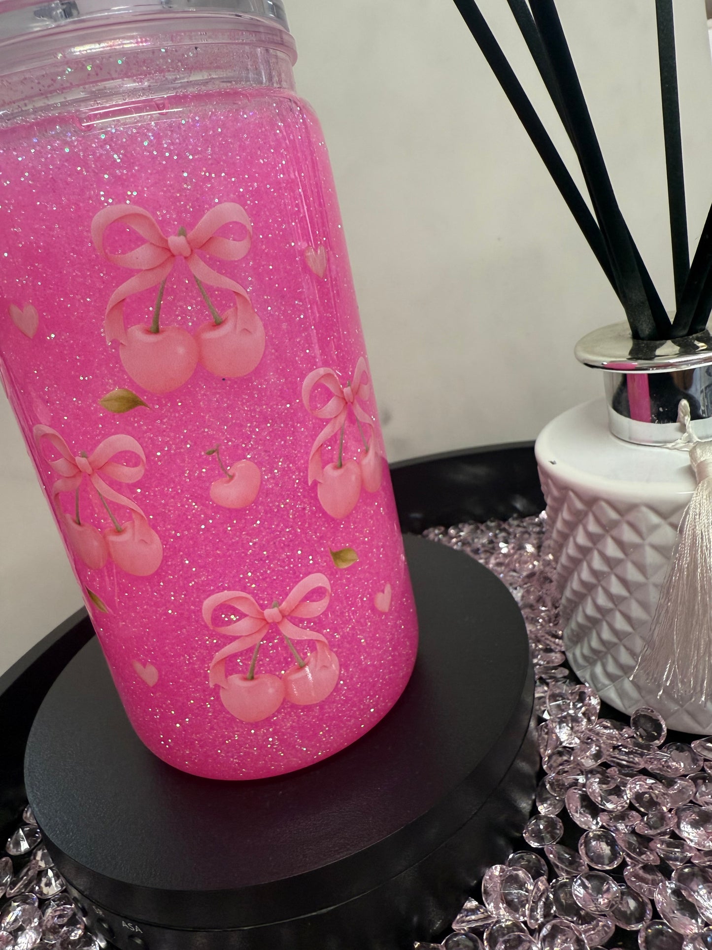 Pink cherries SnowGlobe Tumbler