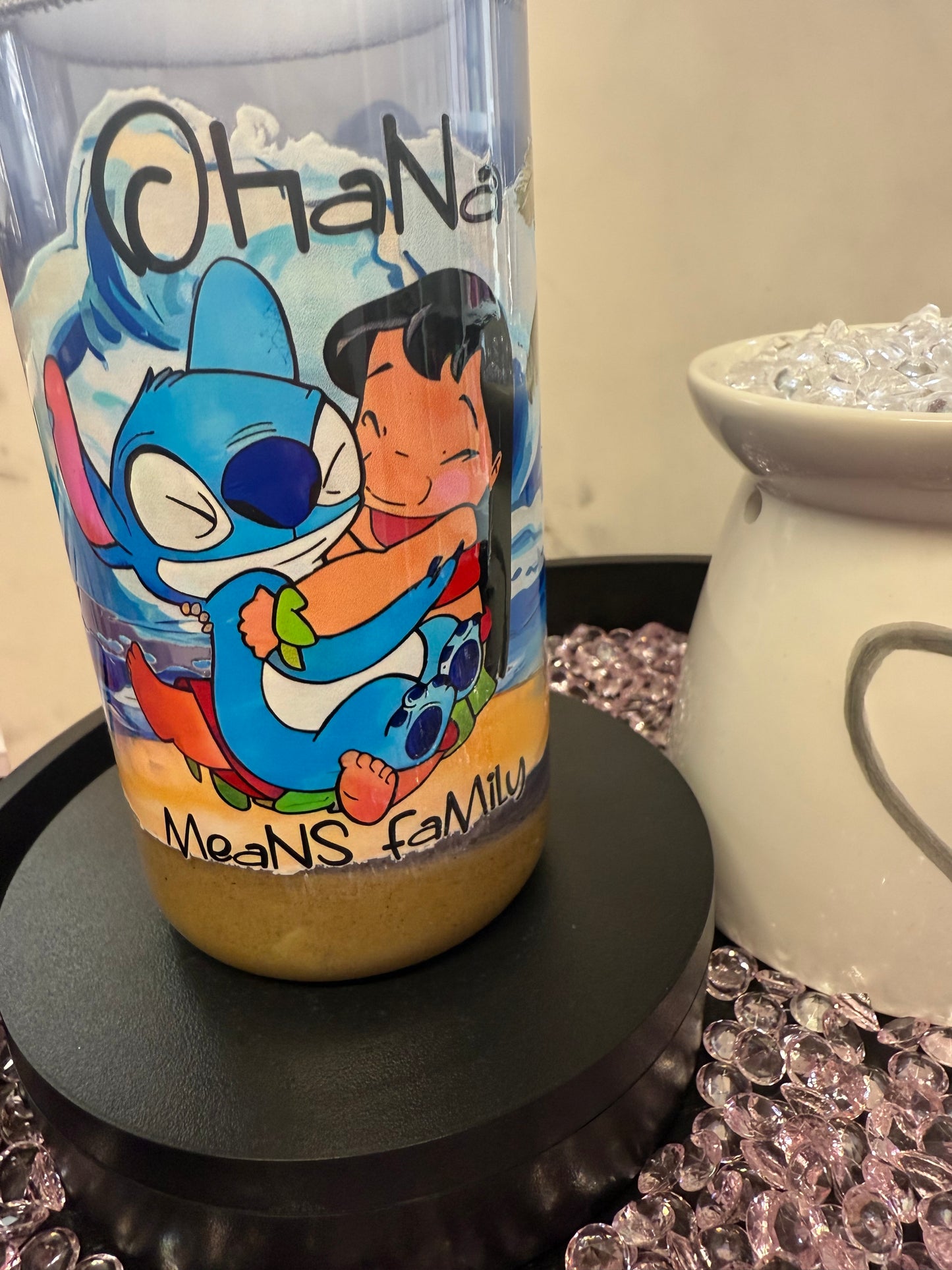 Lilo & Stitch Beach Theme- 16oz snow globe tumbler
