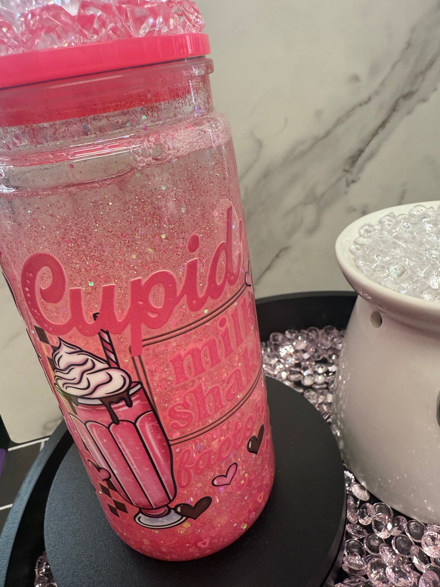 Cupid’s Milkshake- 16oz Plastic SnowGlobe Tumbler