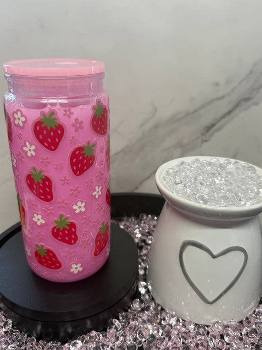 Strawberry- 16oz Plastic SnowGlobe Tumbler