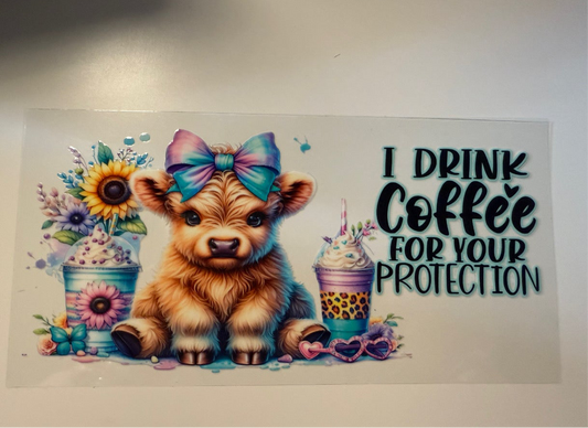 Coffee Highland Cow (55) UVDTF WRAP