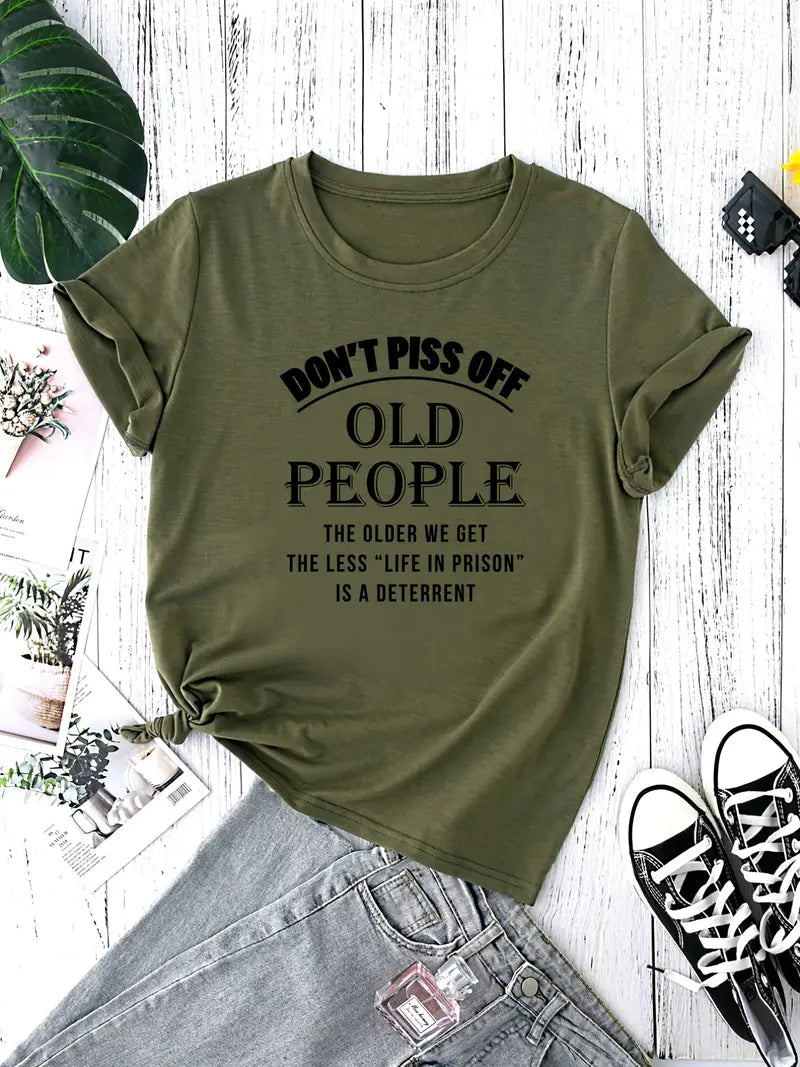 Dont Piss Off T-Shirt, Short Sleeve Crew Neck Casual Top (US 16-18 XL)