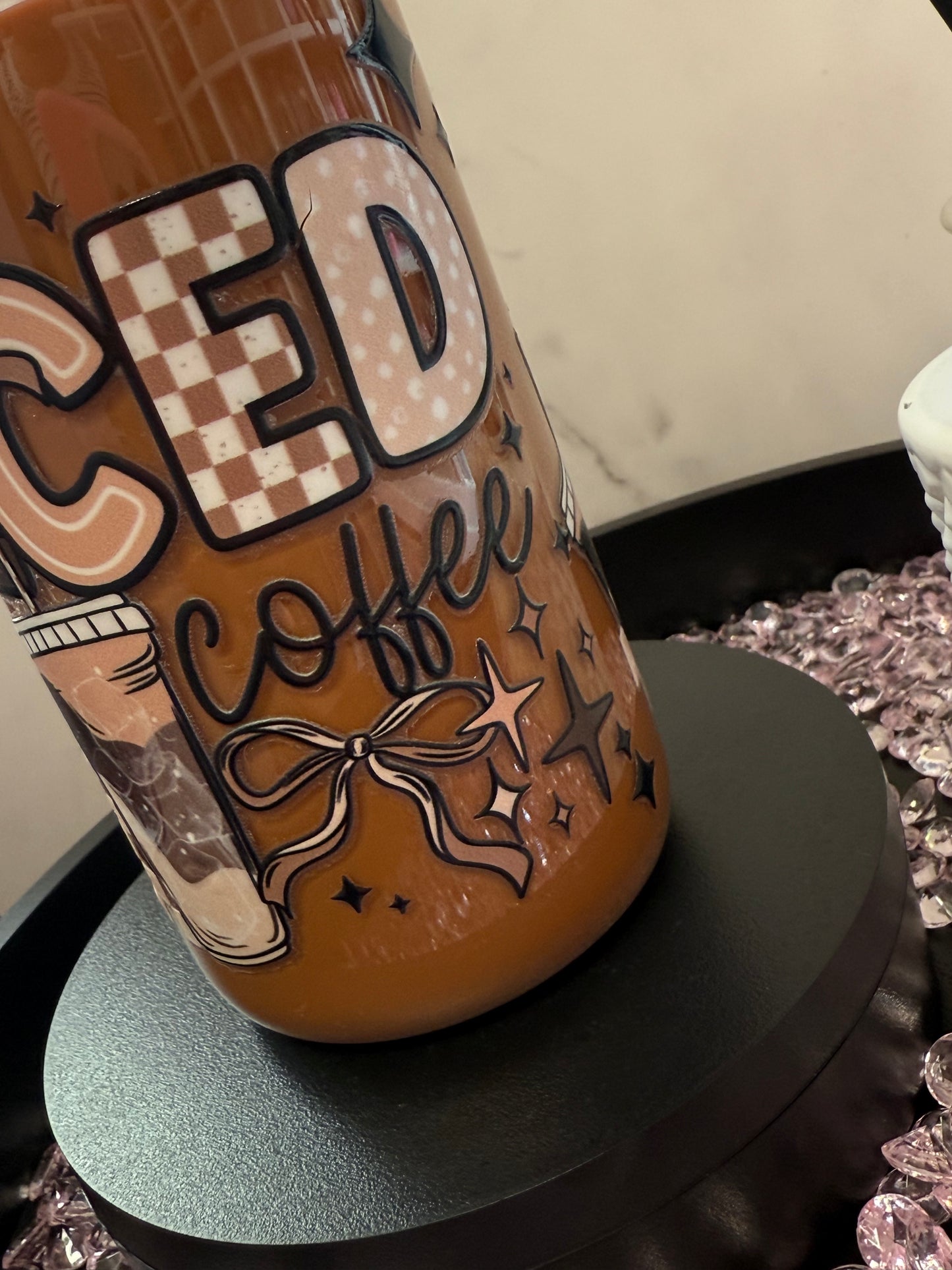 Iced Coffee- 12oz Snow Globe tumbler