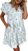 Floral Contrast Edge Layered Short Sleeve Mini Dress
