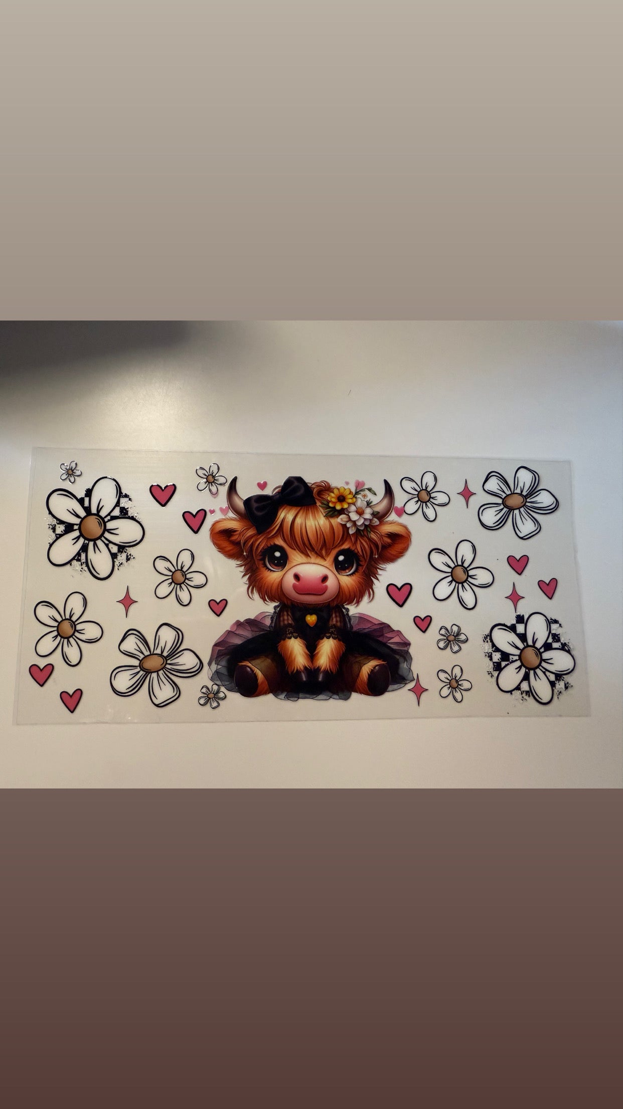 Highland Cow & Daisies (57) UVDTF WRAP