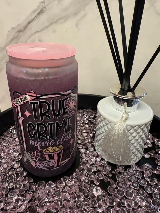 Pink and Black True Crime- 12oz Snow Globe Tumbler