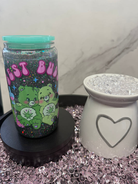 Best Buds- 12oz Glass SnowGlobe Tumbler