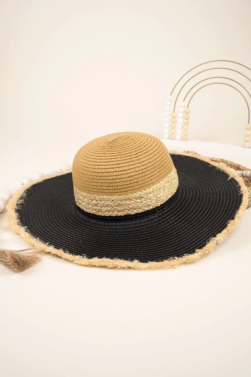 Cancun Cabana Black And Taupe Straw Hat