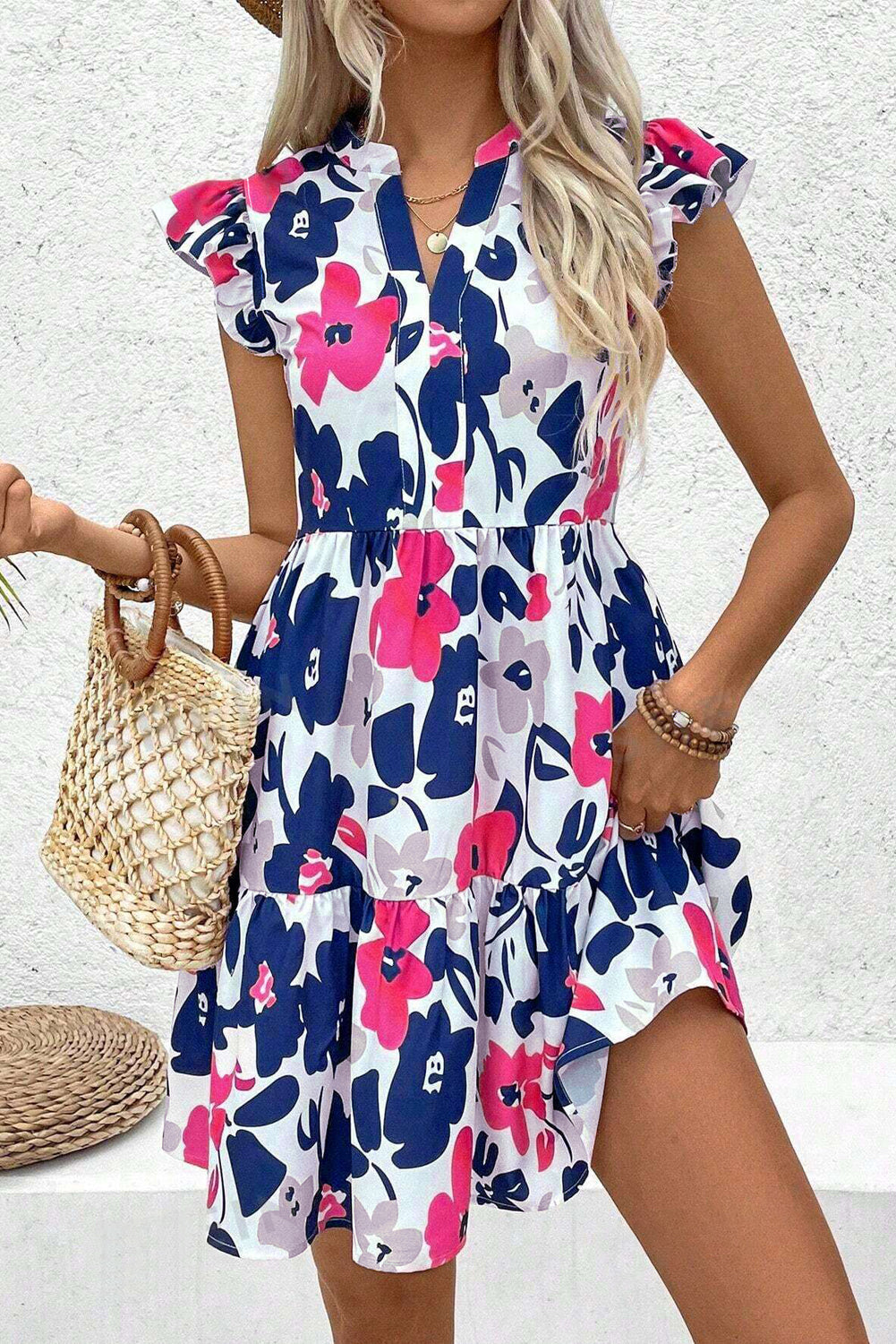 Fashion Floral Print Mini Dress