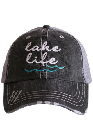 "Lake Life" Distressed Ball Cap