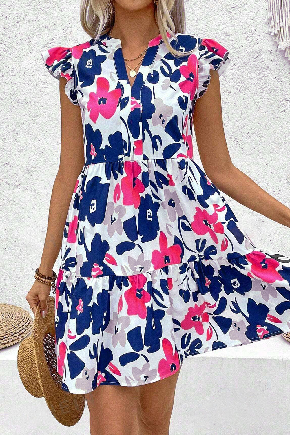 Fashion Floral Print Mini Dress