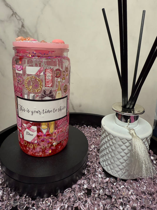 Pink Dior- Snow Globe Tumbler