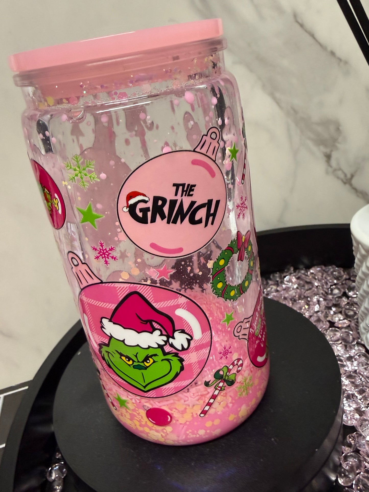 Pink Grinch Lava Drip Tumbler