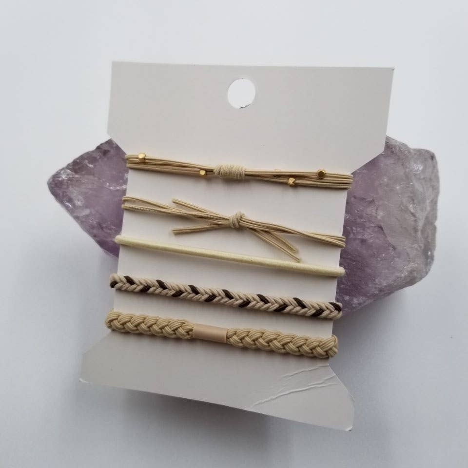 Tree of Life Woven Hair Tie & Bracelet - Set Of 5