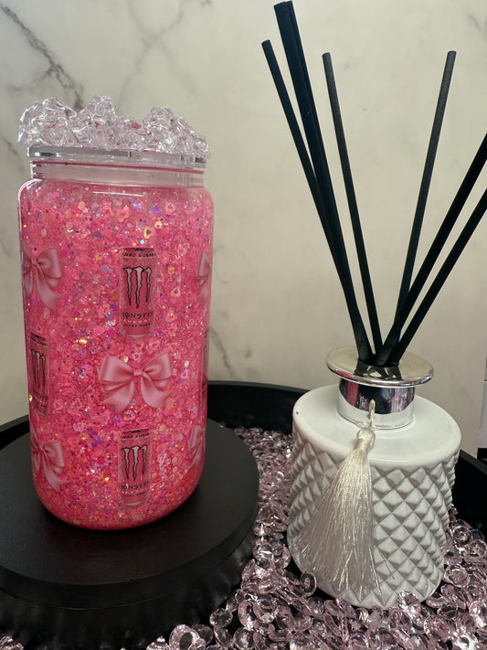 Monster & Pink Bows SnowGlobe Tumbler