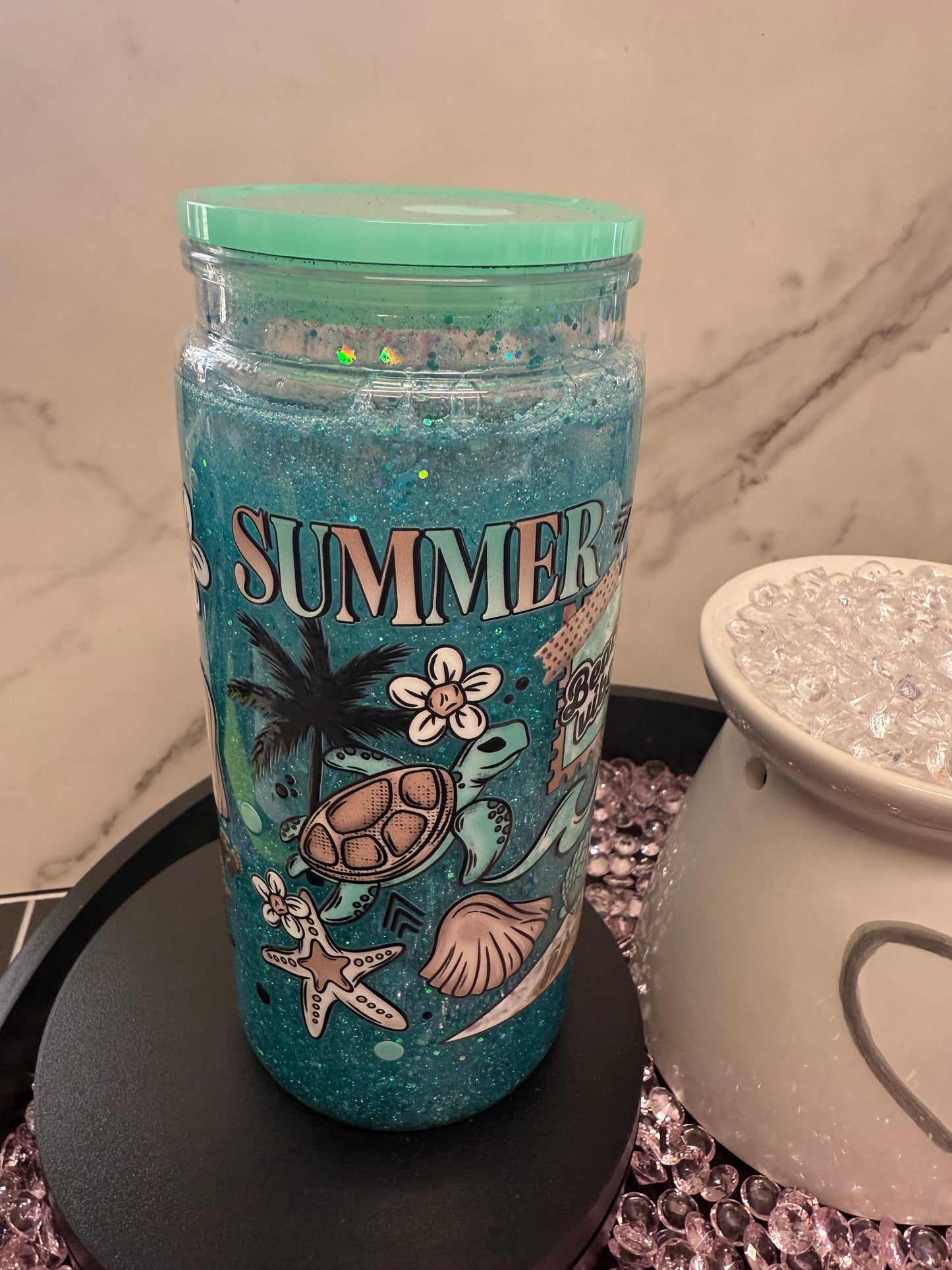 Summer Turtle- 16oz Plastic SnowGlobe Tumbler
