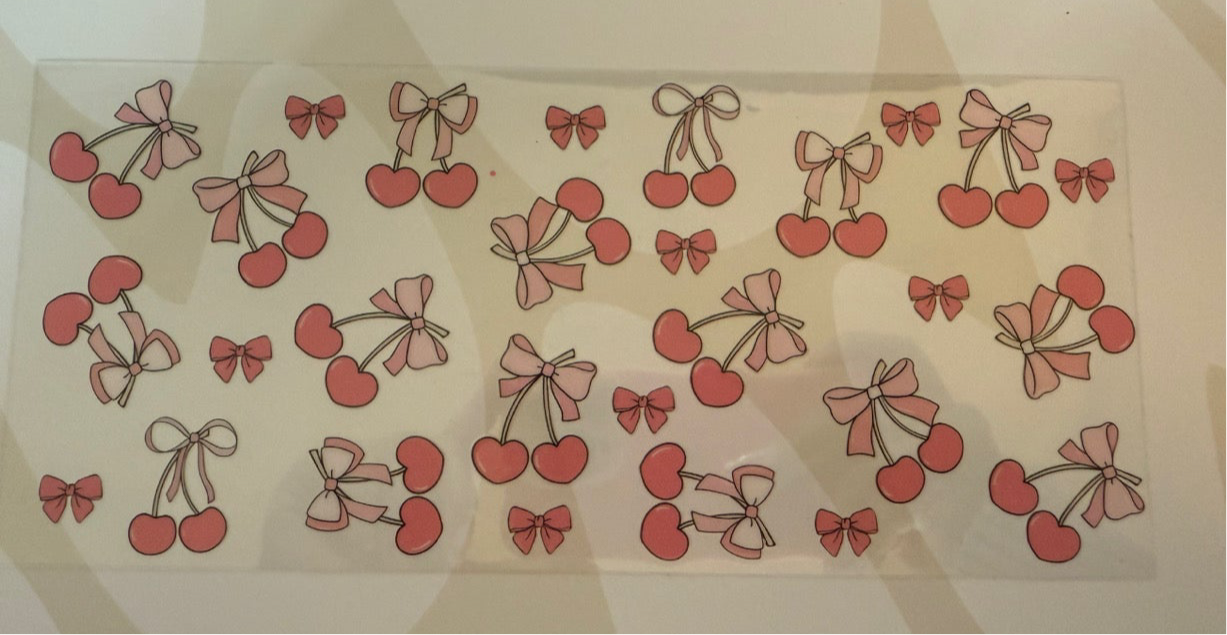 Pink Bows & Cherry Hearts (64) UVDTF WRAP