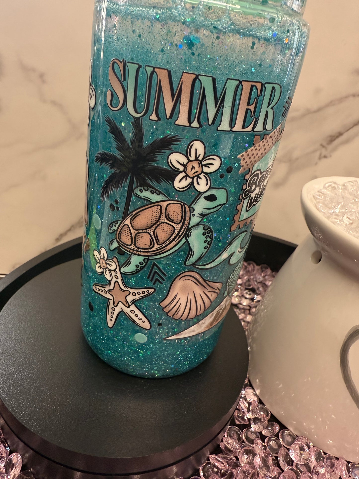 Summer Turtle- 16oz Plastic SnowGlobe Tumbler