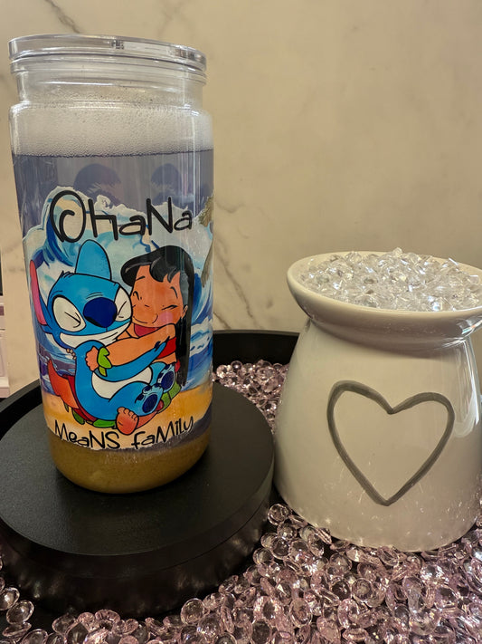 Lilo & Stitch Beach Theme- 16oz snow globe tumbler