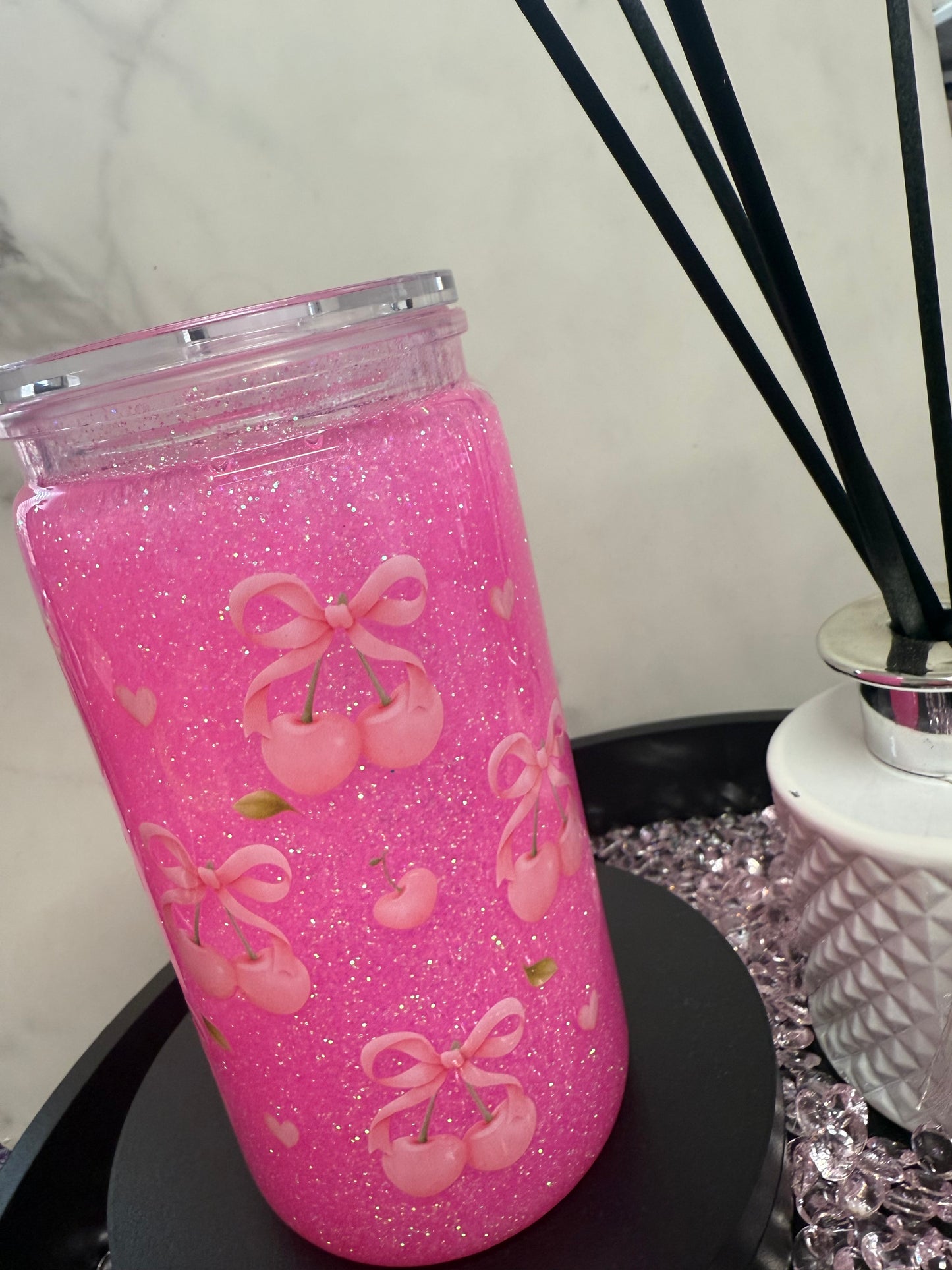 Pink cherries SnowGlobe Tumbler