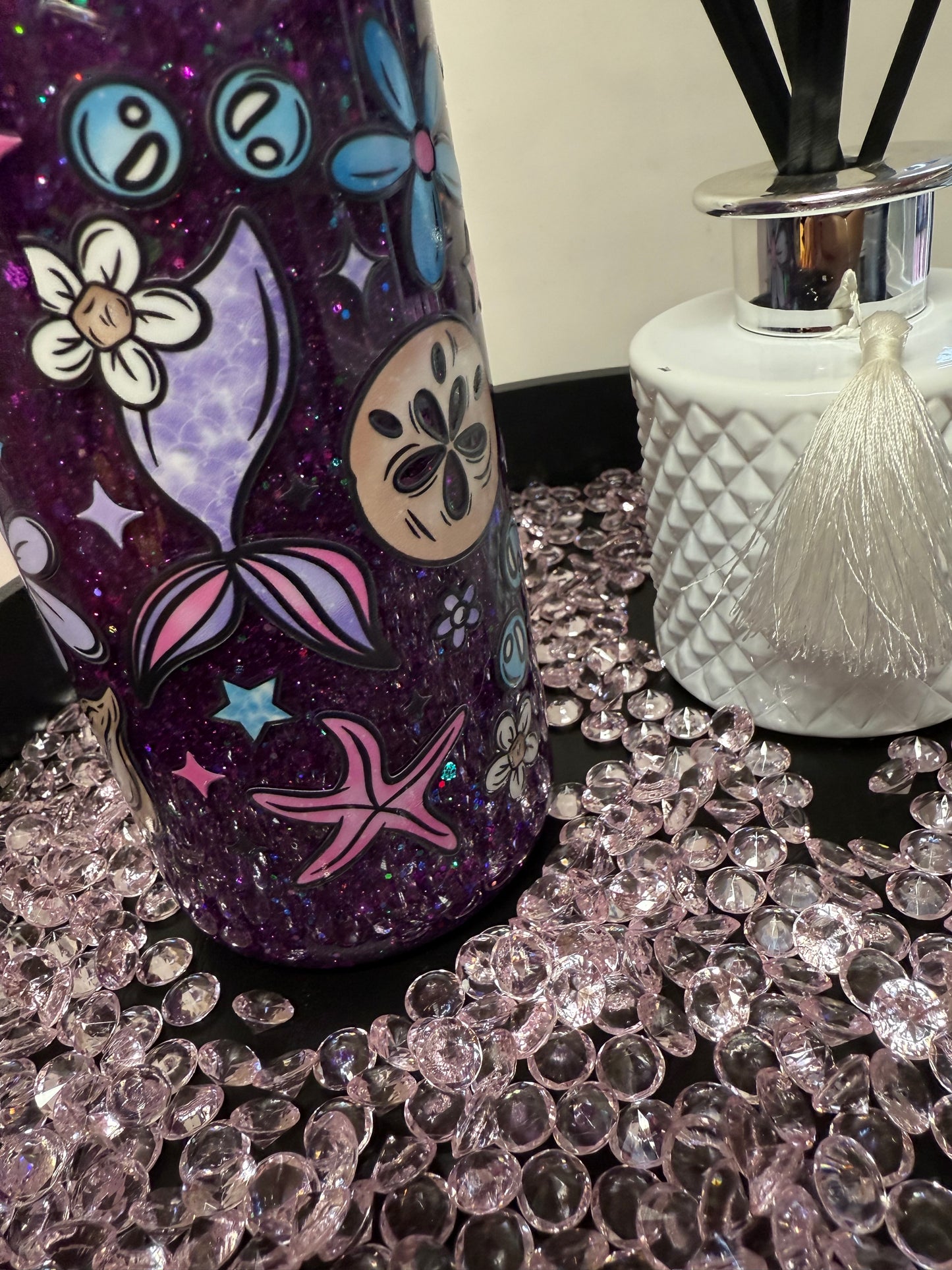 Purple Mermaid- 16oz Plastic SnowGlobe Tumbler