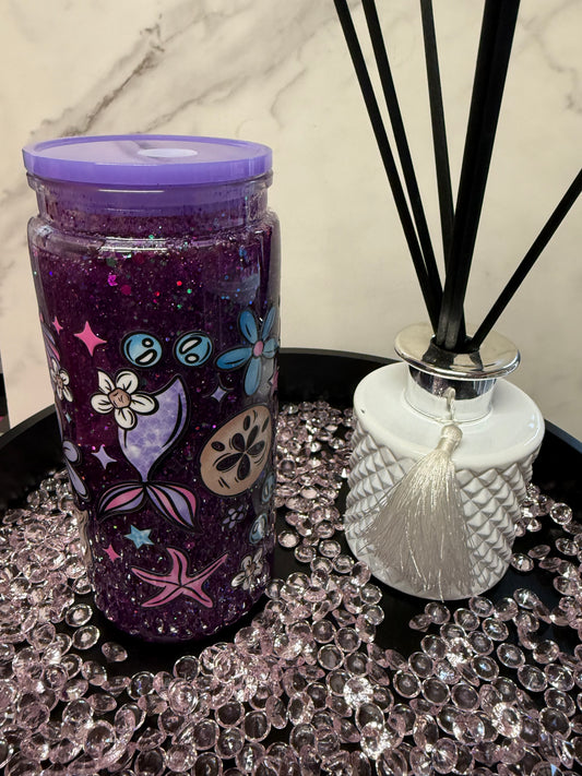 Purple Mermaid- 16oz Plastic SnowGlobe Tumbler