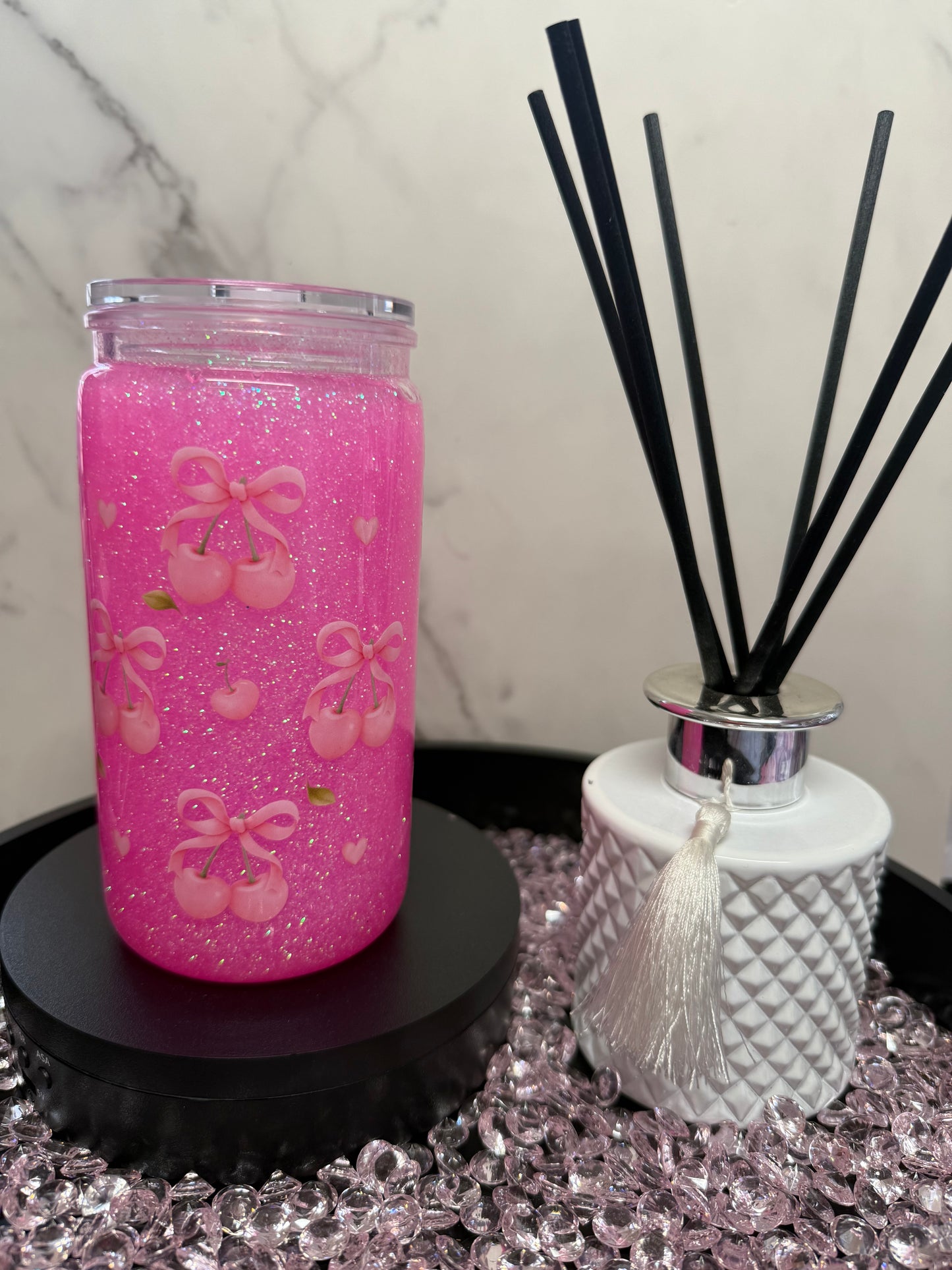 Pink cherries SnowGlobe Tumbler