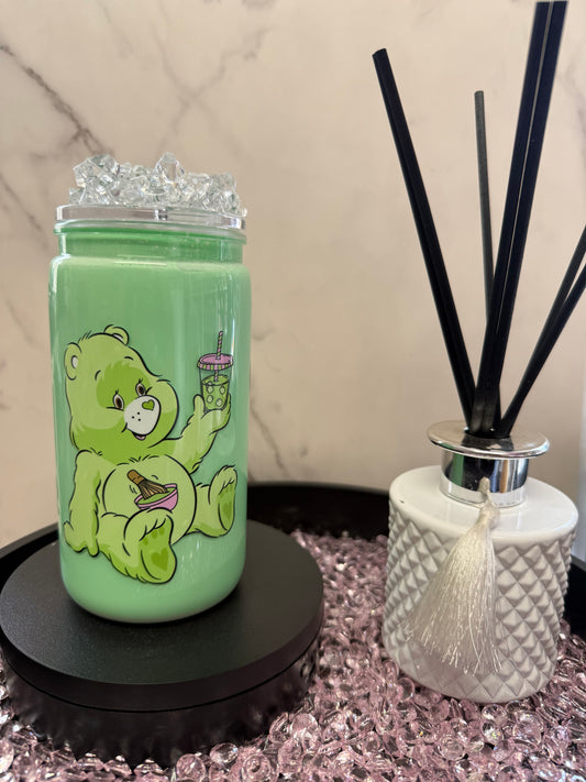 Care bear matcha snow globe tumbler with iced lid