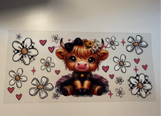 Highland Cow & Daisies (57) UVDTF WRAP