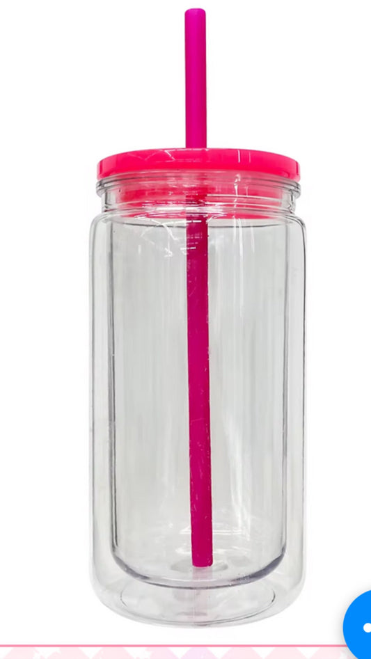 Hot Pink 16oz Snow Globe Tumbler