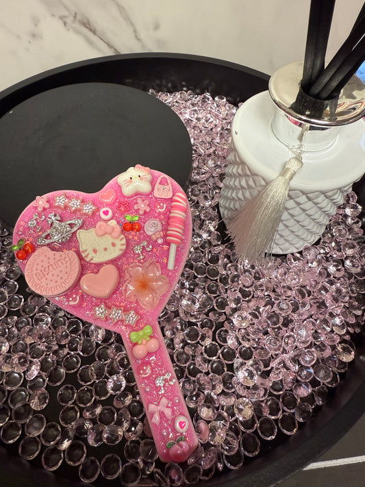 Pink Junk charm heart mirror