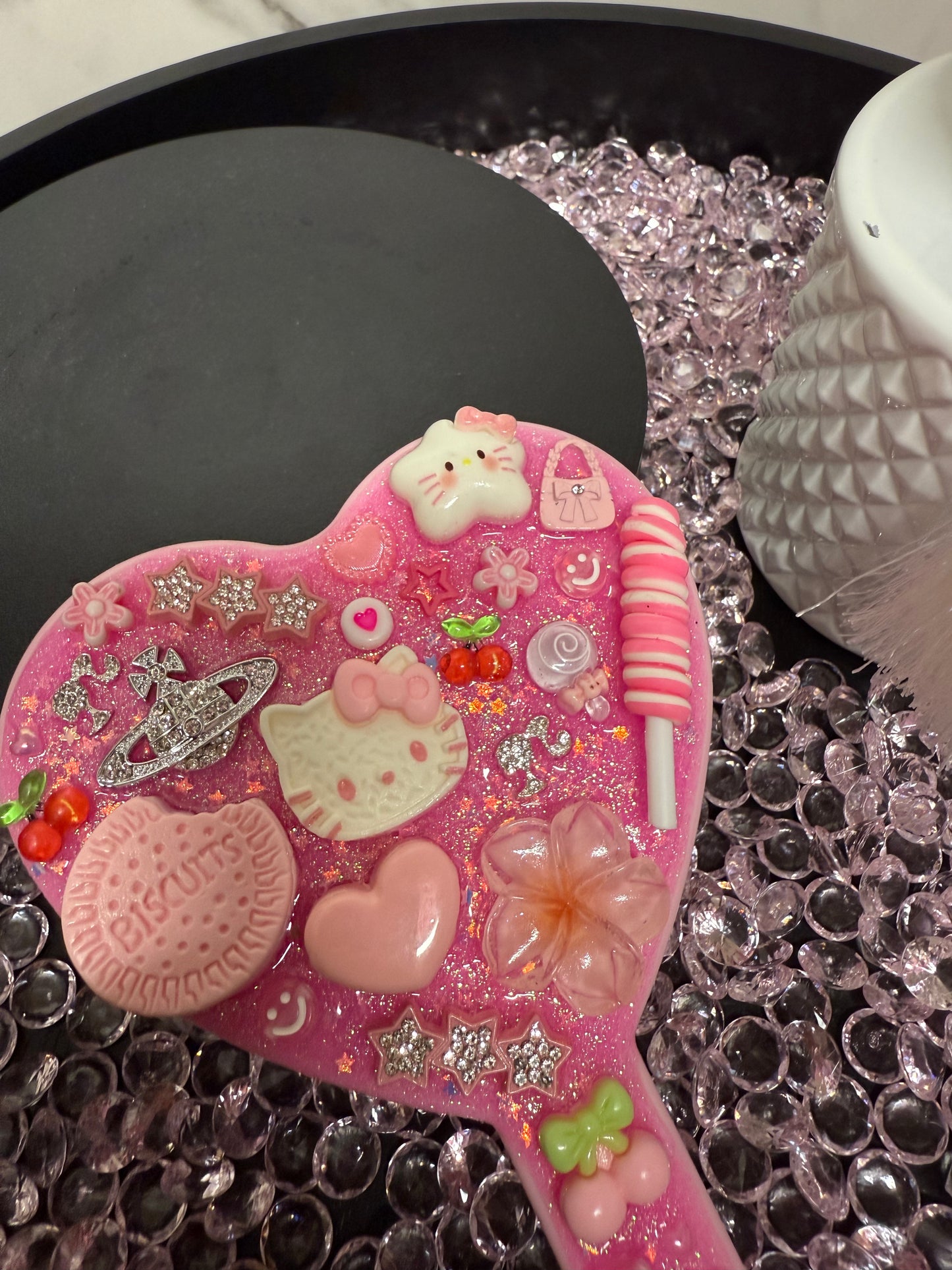 Pink Junk charm heart mirror