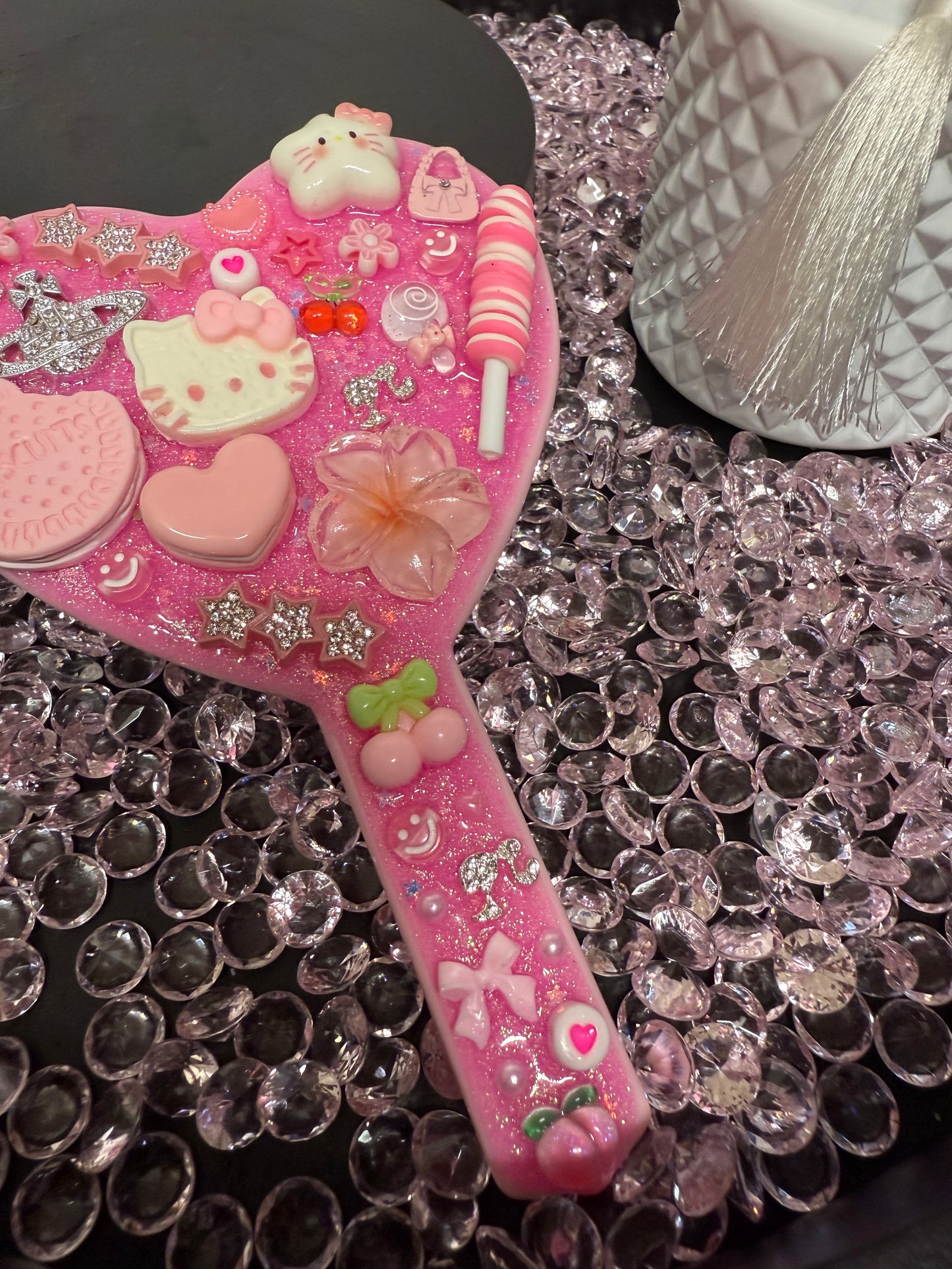 Pink Junk charm heart mirror