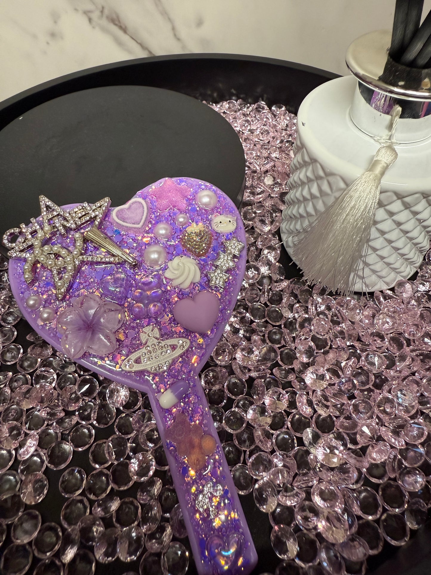 Purple Junk Charm Heart Mirror