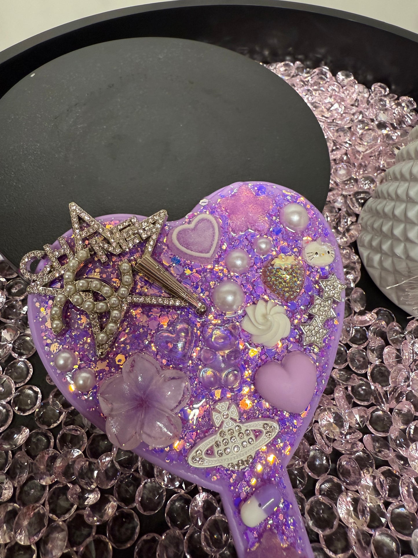 Purple Junk Charm Heart Mirror