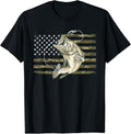 Men's Fishing Camo American Flag Bass T-Shirt