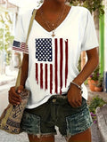 Women's Patriotic American Flag Print T-Shirt