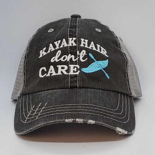 "Kayak Hair Don't Care" Distressed Hat